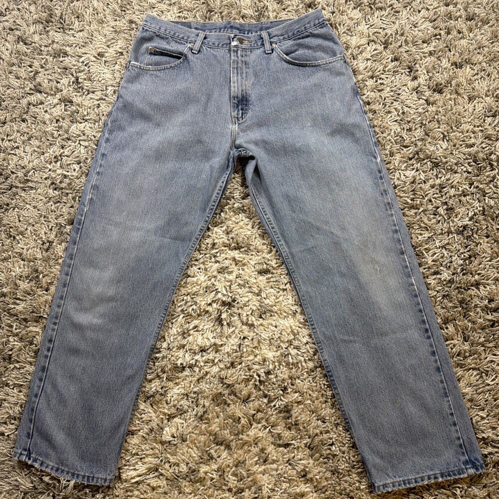 Vintage Y2K Wrangler Premium Jeans Mens 34x30 Meas 33x30 Straight Leg Distressed